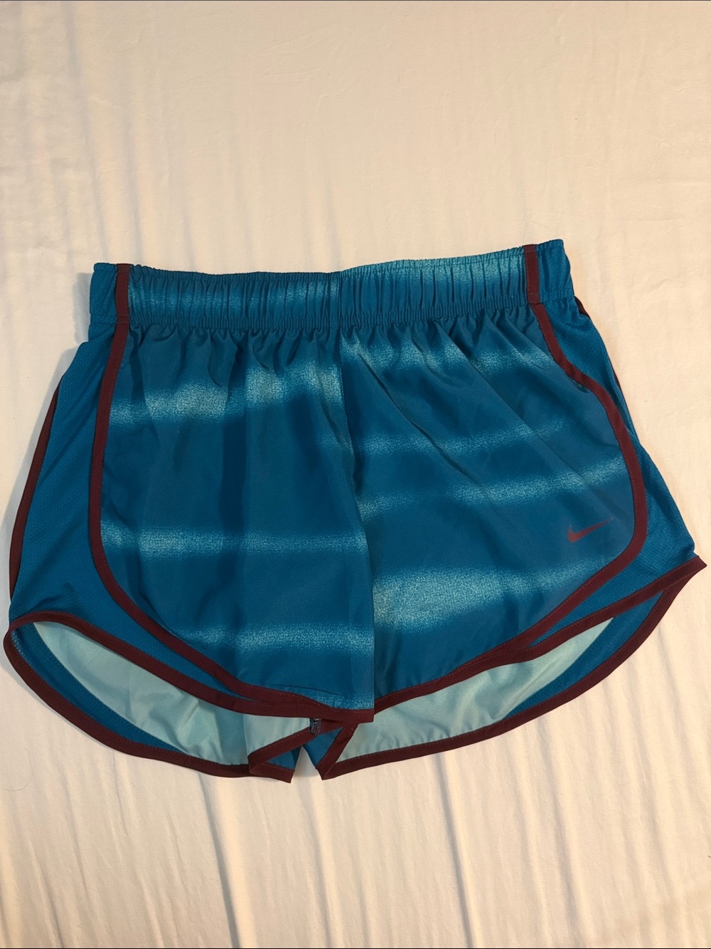 Nike Tempo Teal Athletic Shorts with Maroon Trim